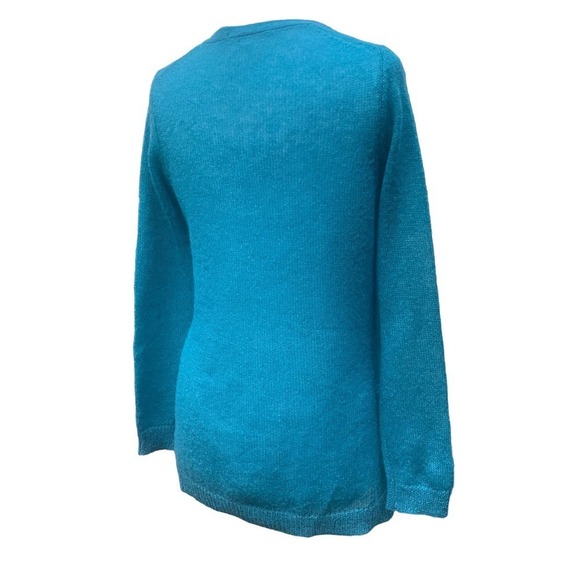Boden Teal Mohair Blend  Knit V-Neck Cardigan Sweater - US Women's Size 10 - Picture 10 of 14